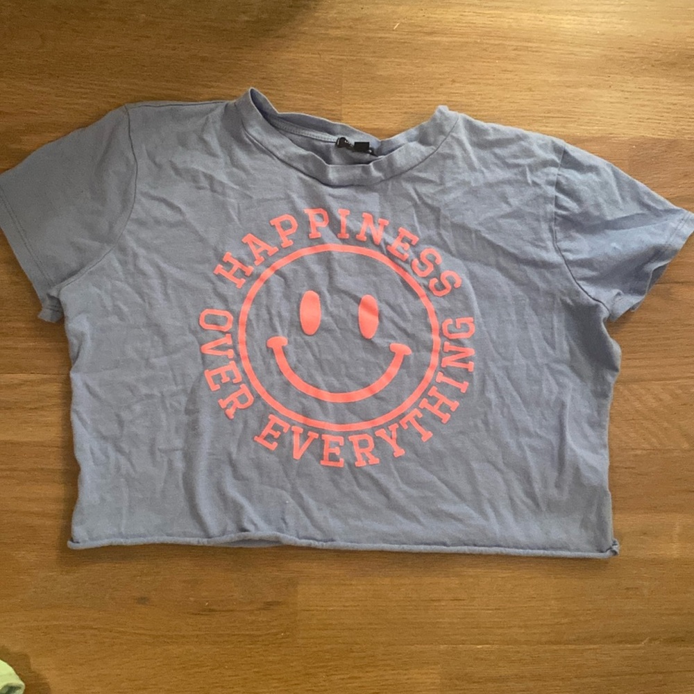 Happiness over everything cropped t shirt
